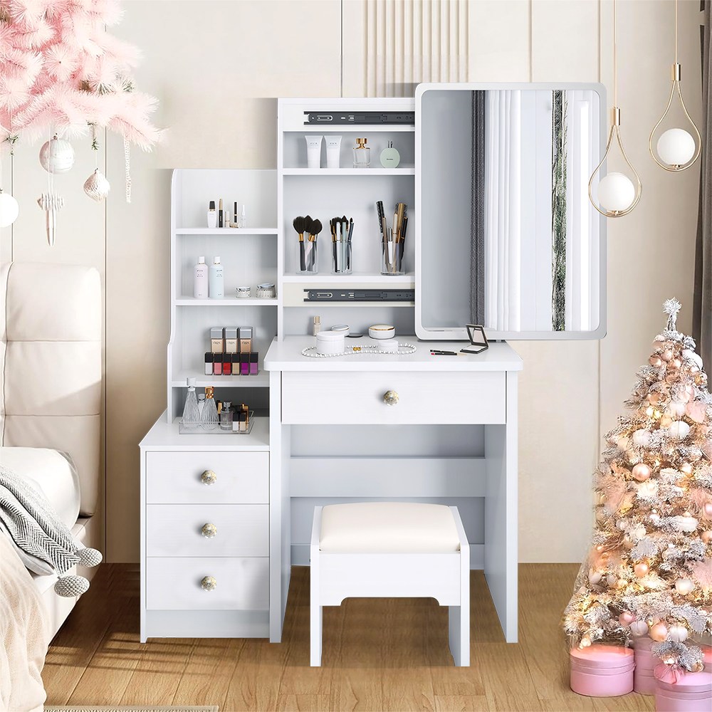 확장형 수납 서랍 입식 화장대 100cm, 화이트, 흰색 140,000원