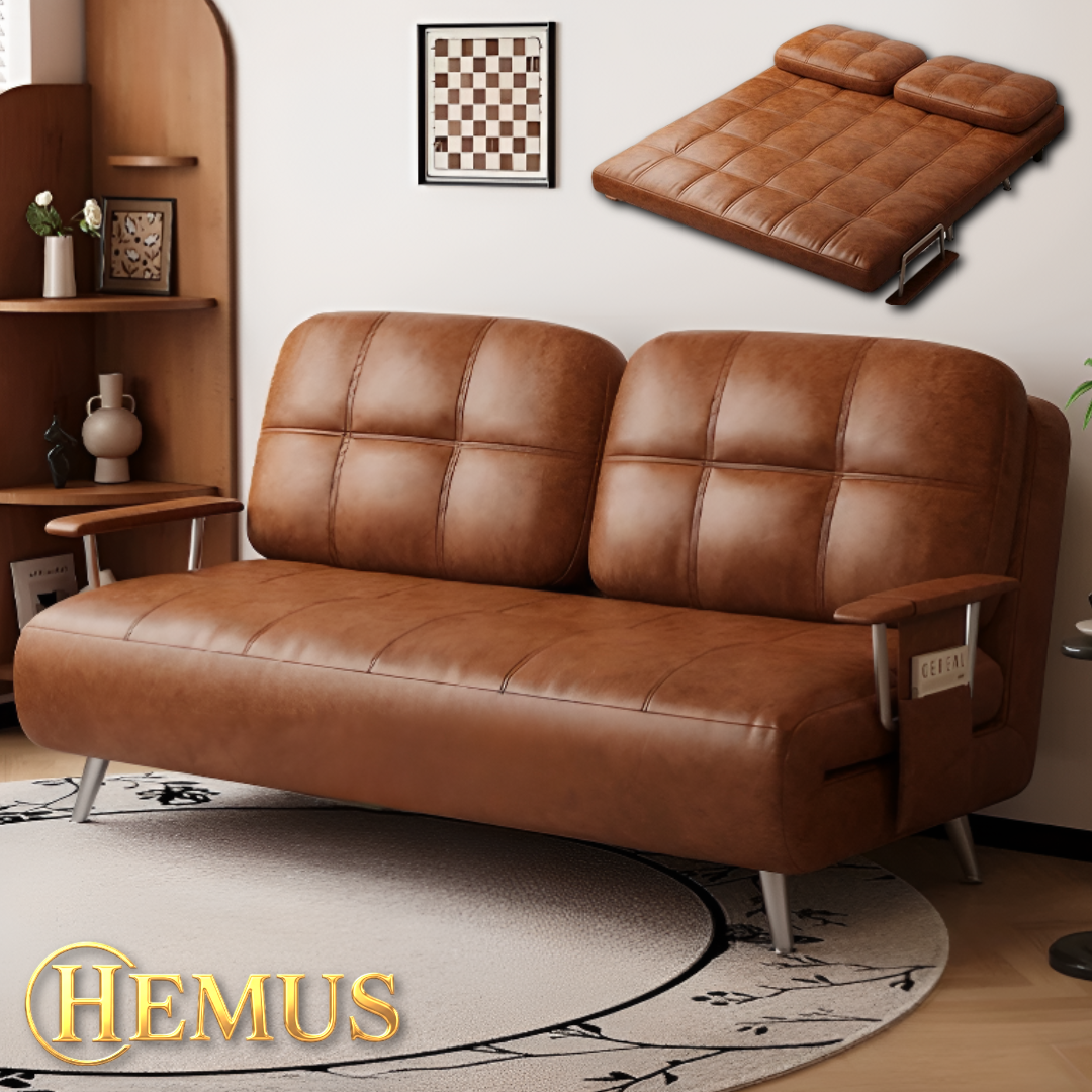 HEMUS 정품 가죽 1인 2인 접이식 소파베드 2인용 베드형 쇼파 침대 겸용 매트리스, HM-브라운 238,400원