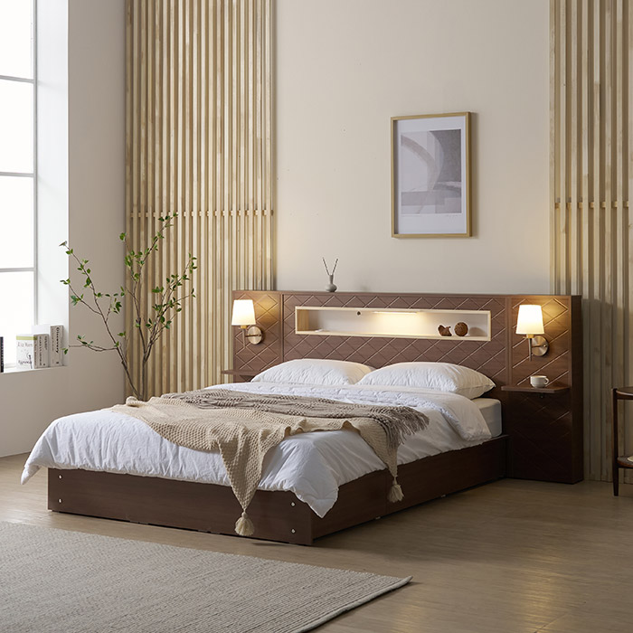 퍼스웰 편백데코 LED수납서랍침대 프레임 낮은형.협탁2포함.슈퍼싱글(UJ_096) 706,000원
