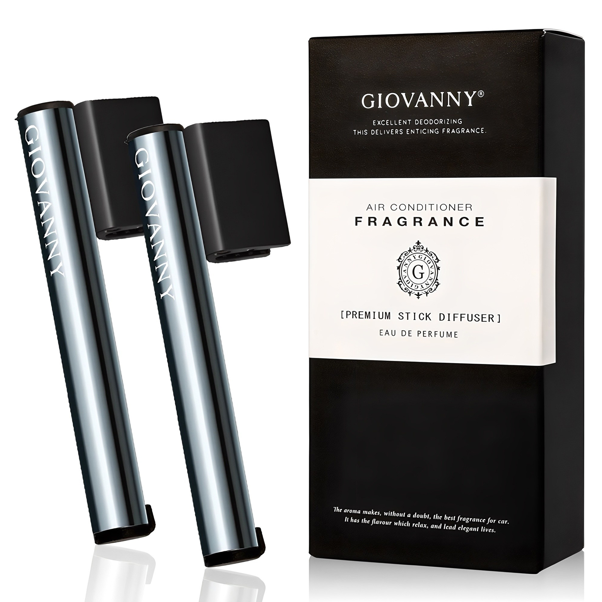 GIOVANNY 스틱 차량용 방향제 케이스 2p + 리필 2g 4p, 피코크 블루(화이트머스크), 1세트 12,500원