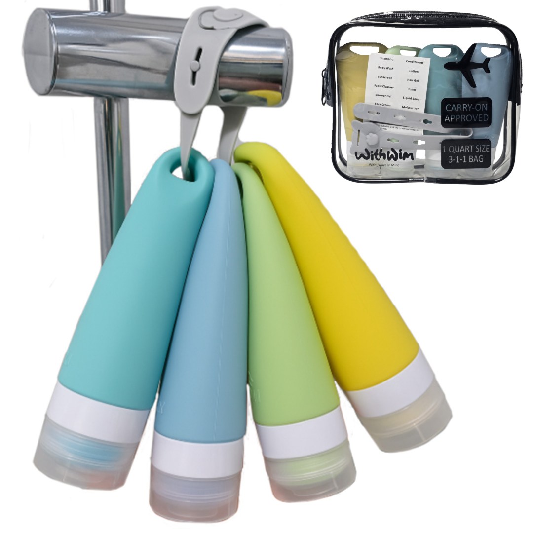 베러바이즈 고급 실리콘 고리 공병 수영장 여행용 90ml 4개 세트, 1세트, 파스텔톤 13,000원