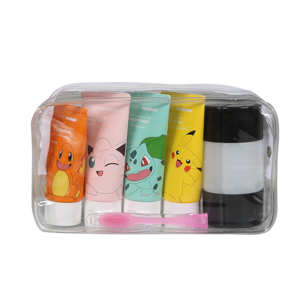 소확행몰 포켓몬 MINIS 여행용세트 6종 샴푸 린스 바디워시 칫솔 치약 세면 도구 공병 용기, 1개 9,000원