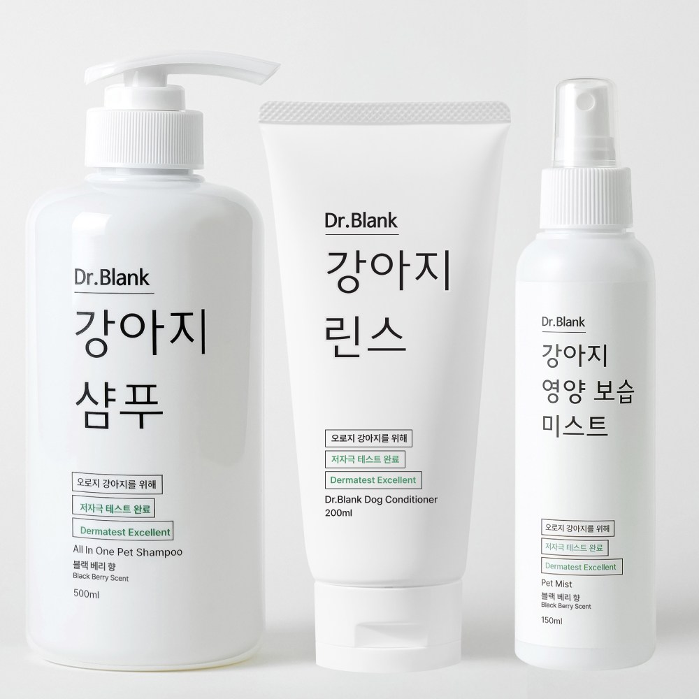 닥터블랭크 강아지 저자극 샴푸 블랙베리향 500ml + 미스트 150ml + 린스 200ml 세트 35,820원