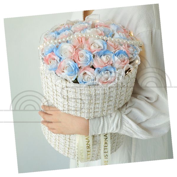 비누꽃 꽃다발 파스텔 핑크 블루 화이트 진주 레이스 바구니 로맨틱 프로포즈 기념일 선물용 26,530원