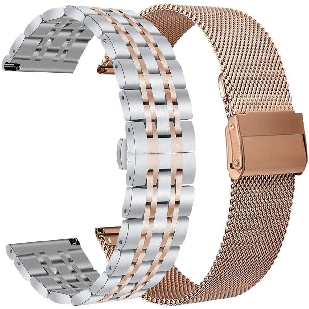 삼성 갤럭시 시계 7 6 5 4 Fe 40mm 44mm/갤럭시 시계 5 프로 45mm/시계 6 4 클래식 42mm 46mm 43mm 47mm 밴드, 20mm 스테인리스 스틸 메탈, 실버/로즈 골드, 1개 15,800원