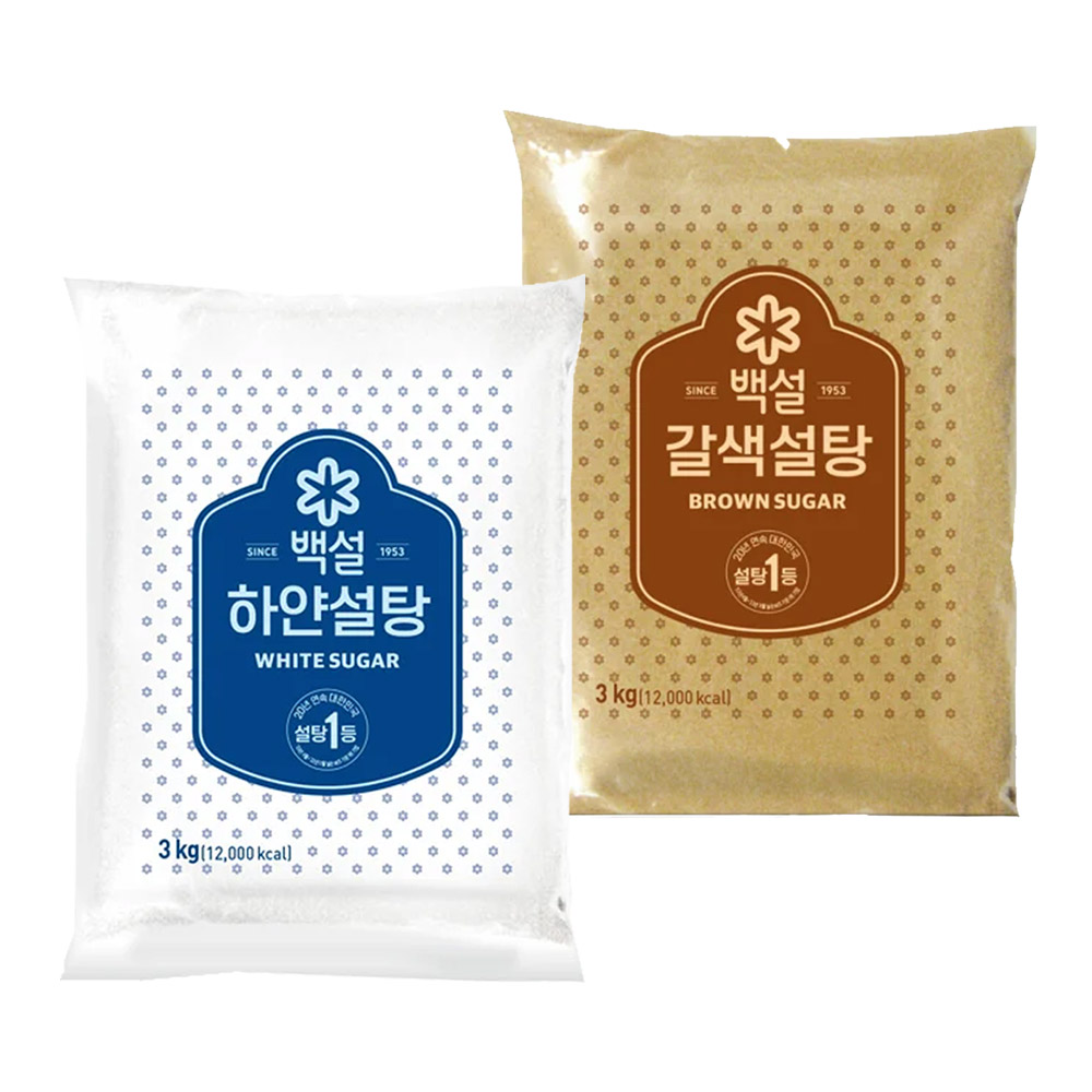 CJ 백설 하얀설탕 3kg + 갈색설탕 3kg, 6kg, 1세트 15,600원