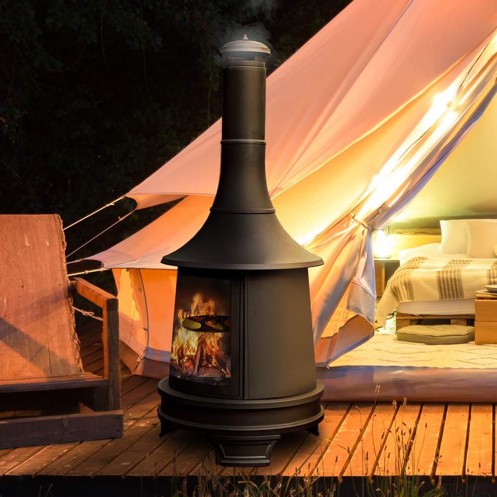 NEW 블랙 침니 쿠킹화로 윈드스크린형 화목난로 장작난로 불멍 화로 침니아 화로대 야외 난로 장작 바베큐 그릴 캠핑 화덕 펜션 329,000원