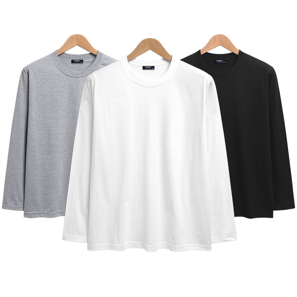 탑보이 3장 세트 30수 라운드 긴팔 쭉티 무지 면티 흰티 남녀공용 빅사이즈 티셔츠 (SCC5258PT) 35,630원