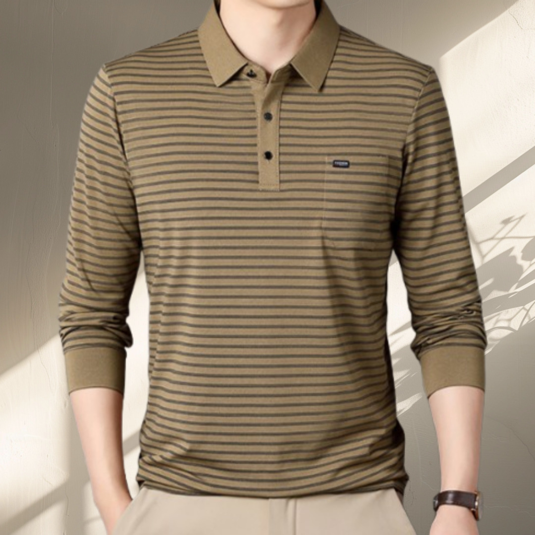 코엑티 남성 봄 가을 스트라이프 카라 긴팔티 26,800원