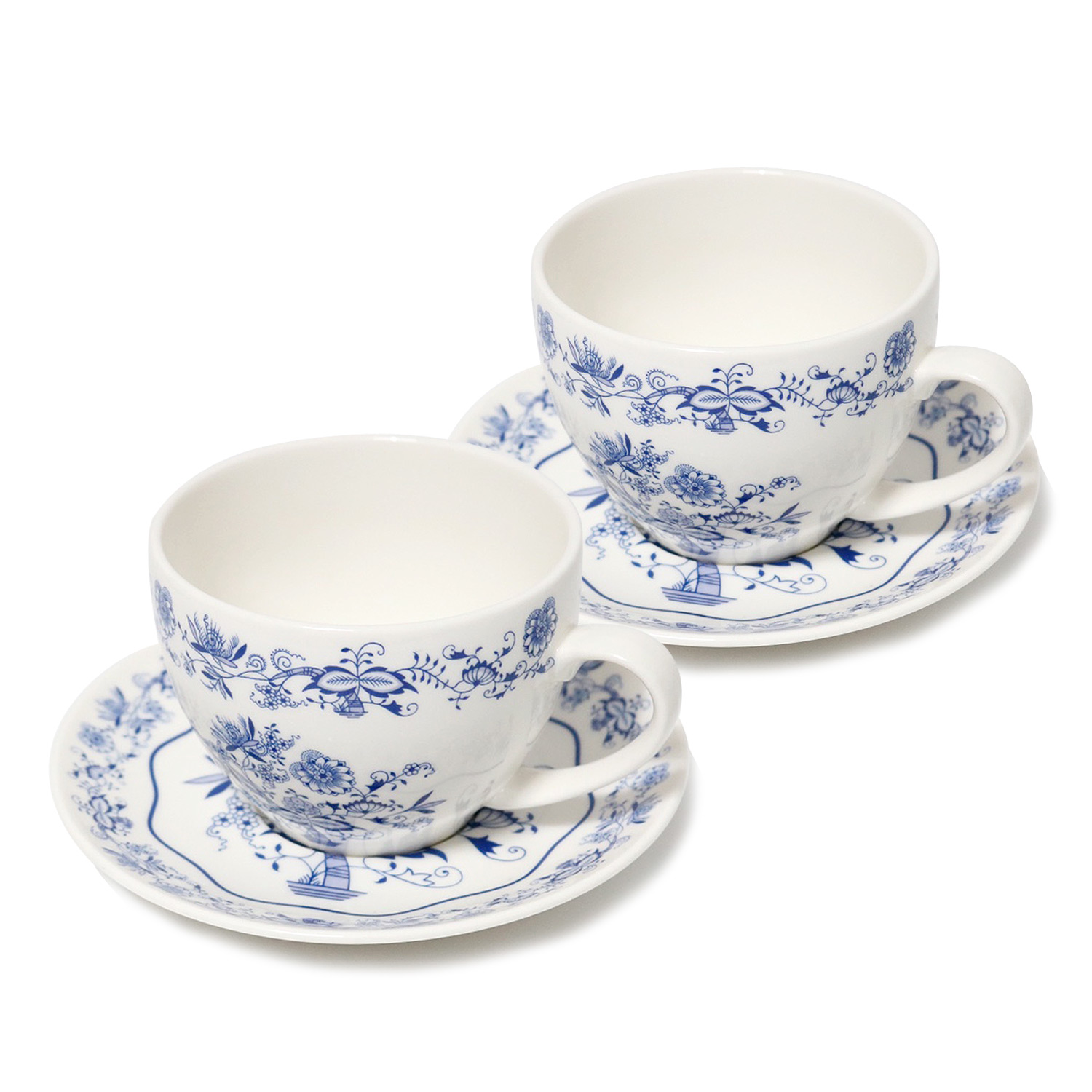 마쯔오카 국산 쯔비벨무스터 패턴 커피 홍차잔 2p + 받침 2p 세트, 블루, 2개 39,900원