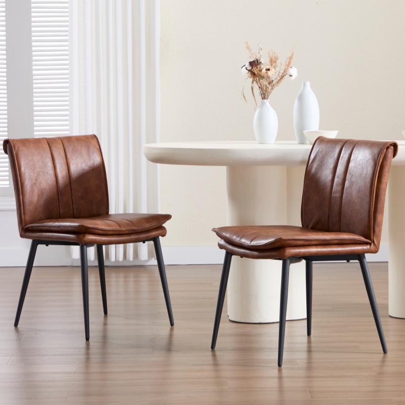 Dayalane 식탁의자 이중 푹신한 시트 미드센추리 모던 스타일 인테리어 디자인 가죽 식탁 카페의자, 2개, 브라운 202,100원
