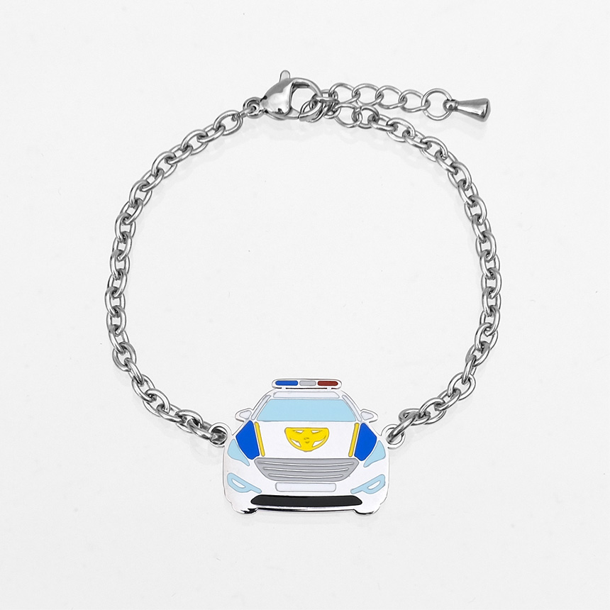 MX KIDS 써지컬스틸 미아방지 팔찌 217B 경찰차 유아동 키즈 각인 어린이 체인 아기, 1개, 경찰차 19,320원