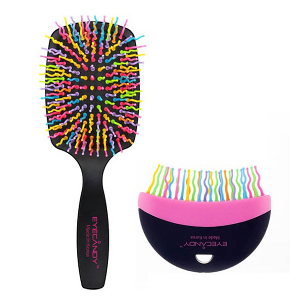 아이캔디 레인보우 볼륨S 패들 반달 헤어브러쉬 듀오, 블랙, 1세트 14,700원