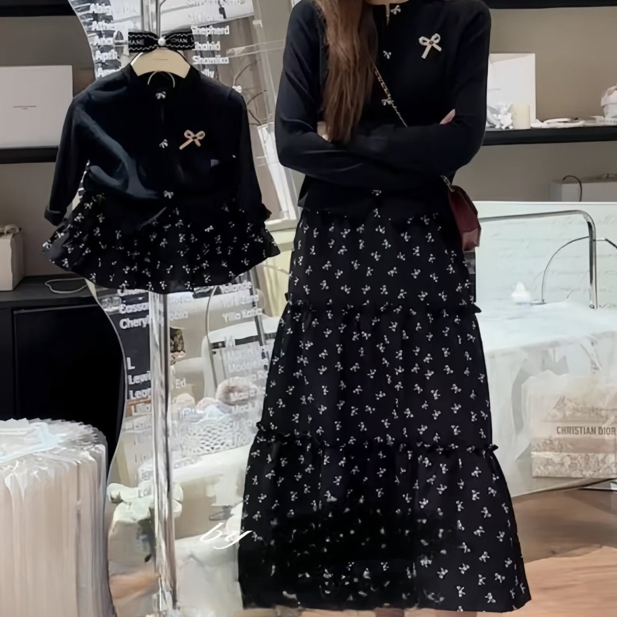 하와즈 리본가디건 스커트 상하복  엄마딸  BEST모녀룩 39,500원