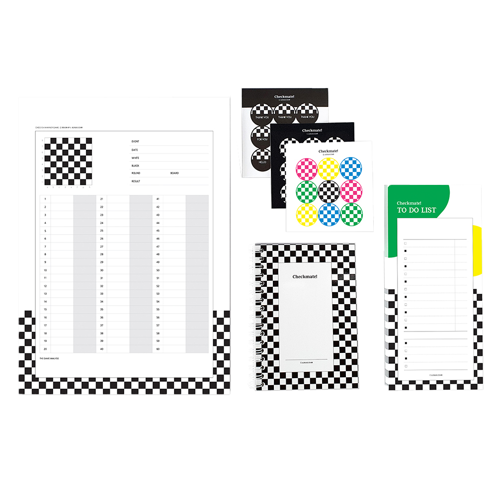 제이로그 체크메이트 오늘 기록 체스기보 + 프리노트 + 투두리스트 + 스티커 3종 세트, 혼합색상, 1세트 21,840원