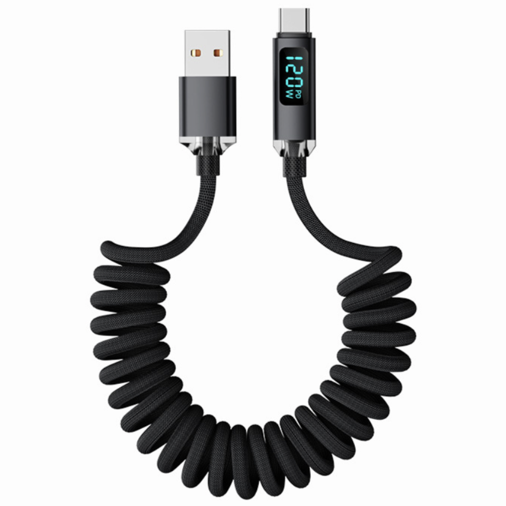 Bolt Wave C타입 고속 충전 케이블 스프링 디지털 100w, 1개, 블랙, 2m 10,400원