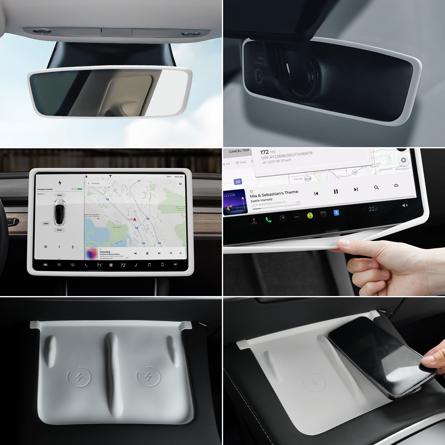 Vihimai 테슬라 모델Y주니퍼/모델3하이랜드 전용 무선 충전 실리콘 패드, 화면 실리콘 보호 케이스, 후미경 실리콘 보호 케이스 . 중앙 제어 실리콘 보호 장식 세트. 21,400원