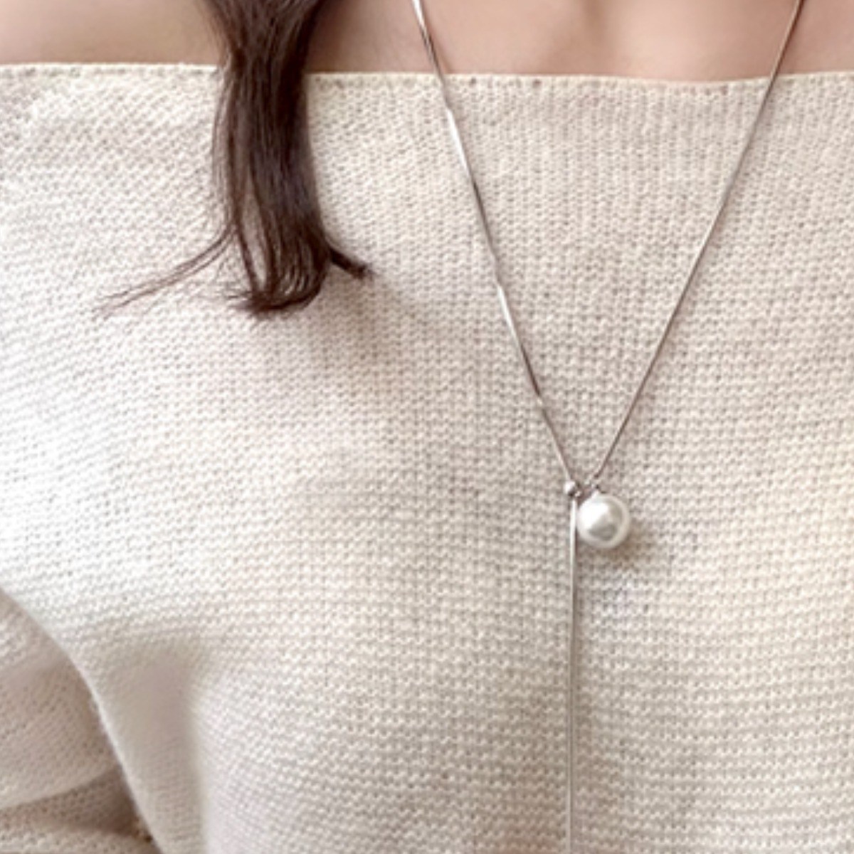 루바들 RN8310 여자 진주 포인트 패션 롱 심플 체인 목걸이 주얼리 16,000원