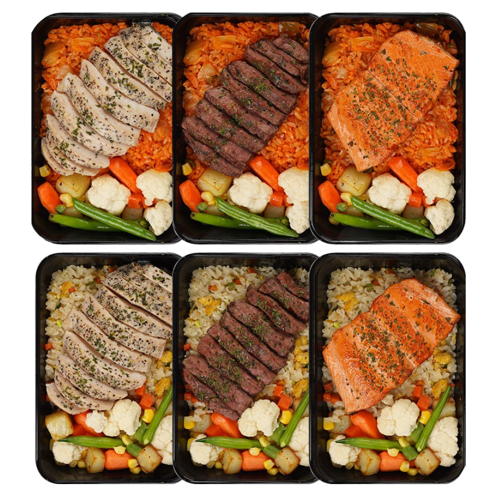 [식스밀 스테이크 볶음밥 6키트] 단백질 다이어트 식단 도시락 벌크업 냉동 고단백 직장인 간편 배달 신제품, 325g, 1세트 67,800원