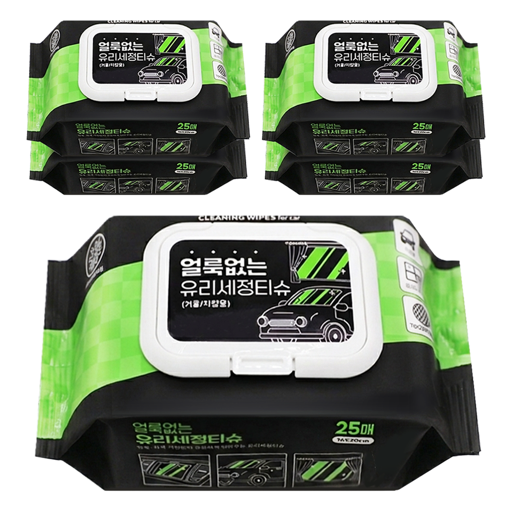 차량 유리세정 자동차 외부 세차티슈, 5개, 25개 22,500원