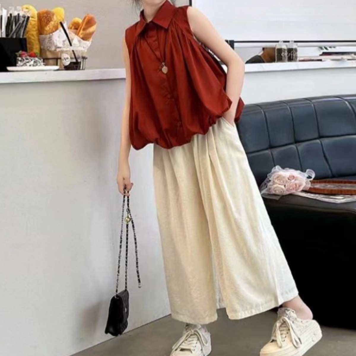 해피유통어린이 여름 민소매 셔츠와 루즈핏 바지 세트 패션 캐주얼 스타일14세 이상 XG03 34,870원