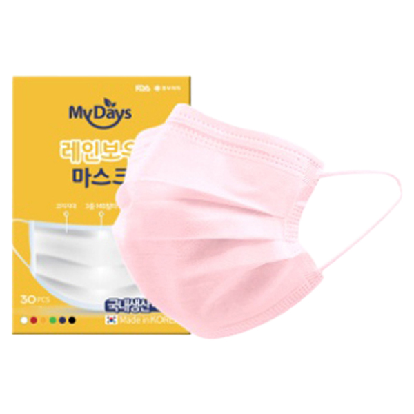 마이데이즈 MB필터 레인보우 일회용 컬러 덴탈 마스크 중형 M, 30개입, 1개, 아일랜드연핑크 10,300원