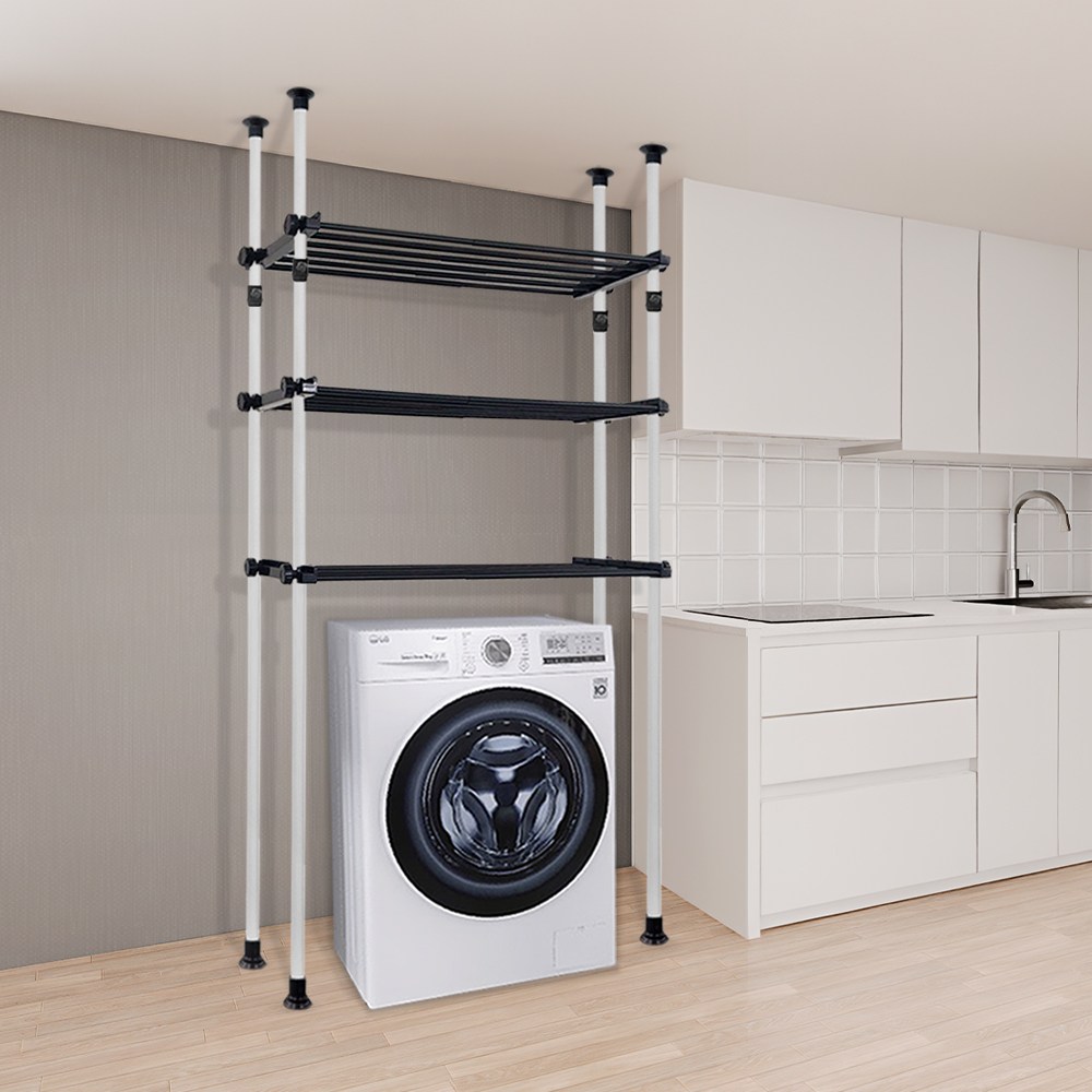 가화홈시스 무광 폭조절 3단 대용량 더블기둥 선반행거 N3LB4030_BK 54,900원