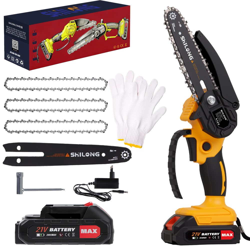 SHILONG 무선 리튬 전기톱 작은 체격 고출력 2000mAh 배터리1개 풀세트 가족 세트, 1세트 55,870원