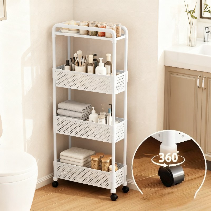틈새 수납선반 다용도 고정형 이동식 카트 주방 욕실 폭좁은 슬림 수납장 트롤리 14,900원