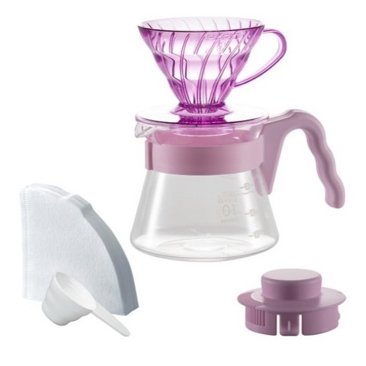 하리오 V60 컬러 브루 시리즈 핸드드립 커피 서버 세트 로즈 멜로우 62,000원