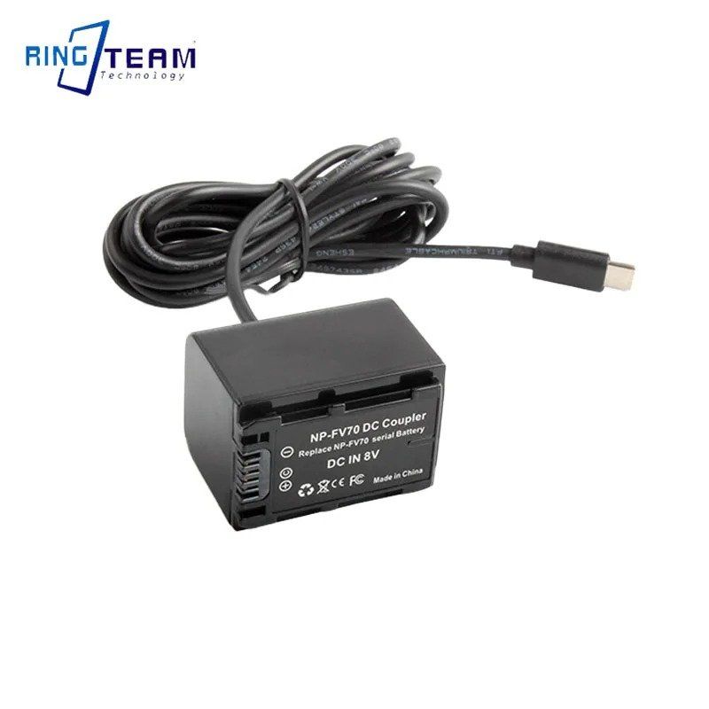호환 USB-C TYPE-C PD 전원 공급 장치 NP-FV70 더미 배터리 FV100 FV50 소니 HDR-TG3E FDR-AX100E HDR-CX26 38,500원