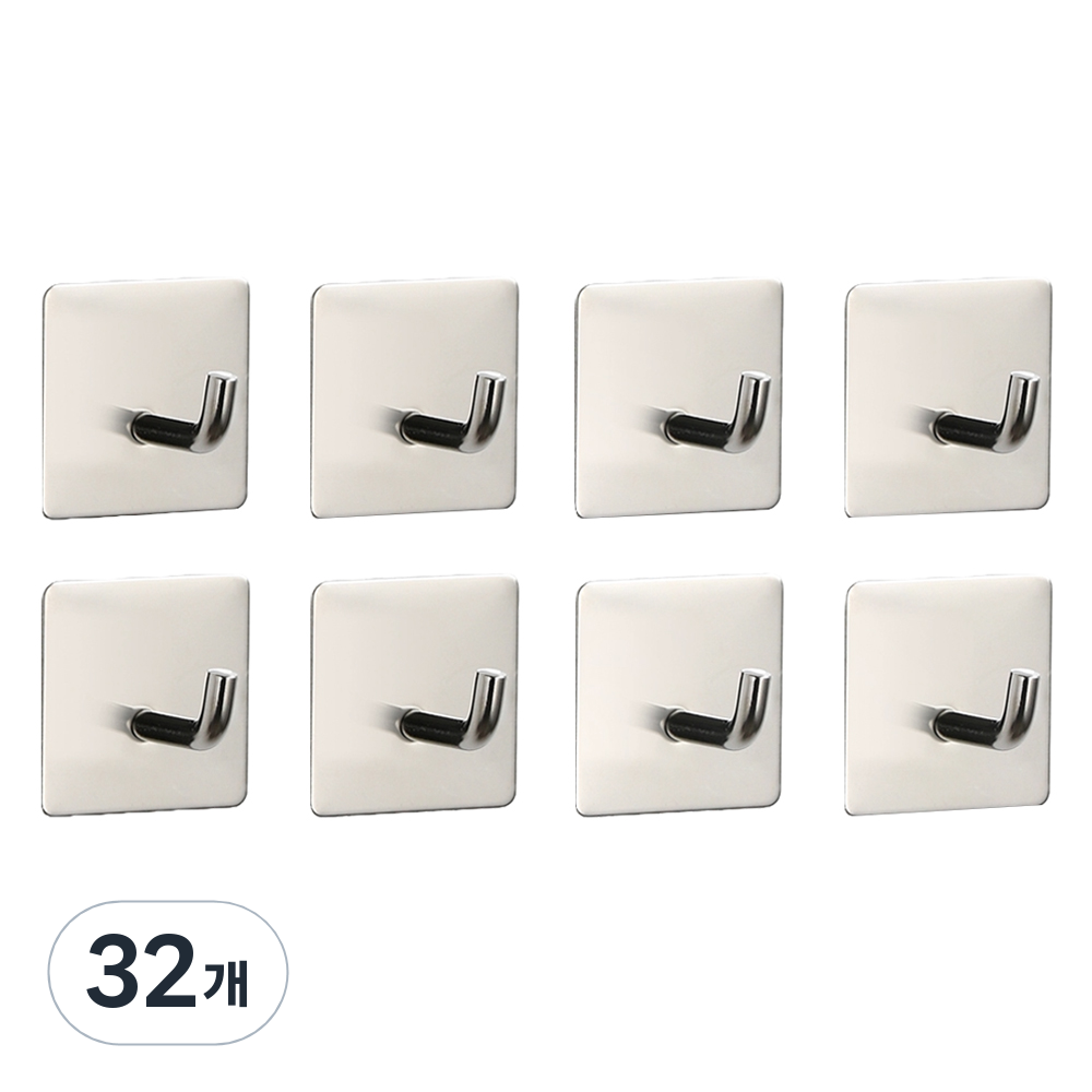 홈바내쓰 스텐304 다용도 접착식 걸이 고리형 후크, 실버, 32개 36,010원