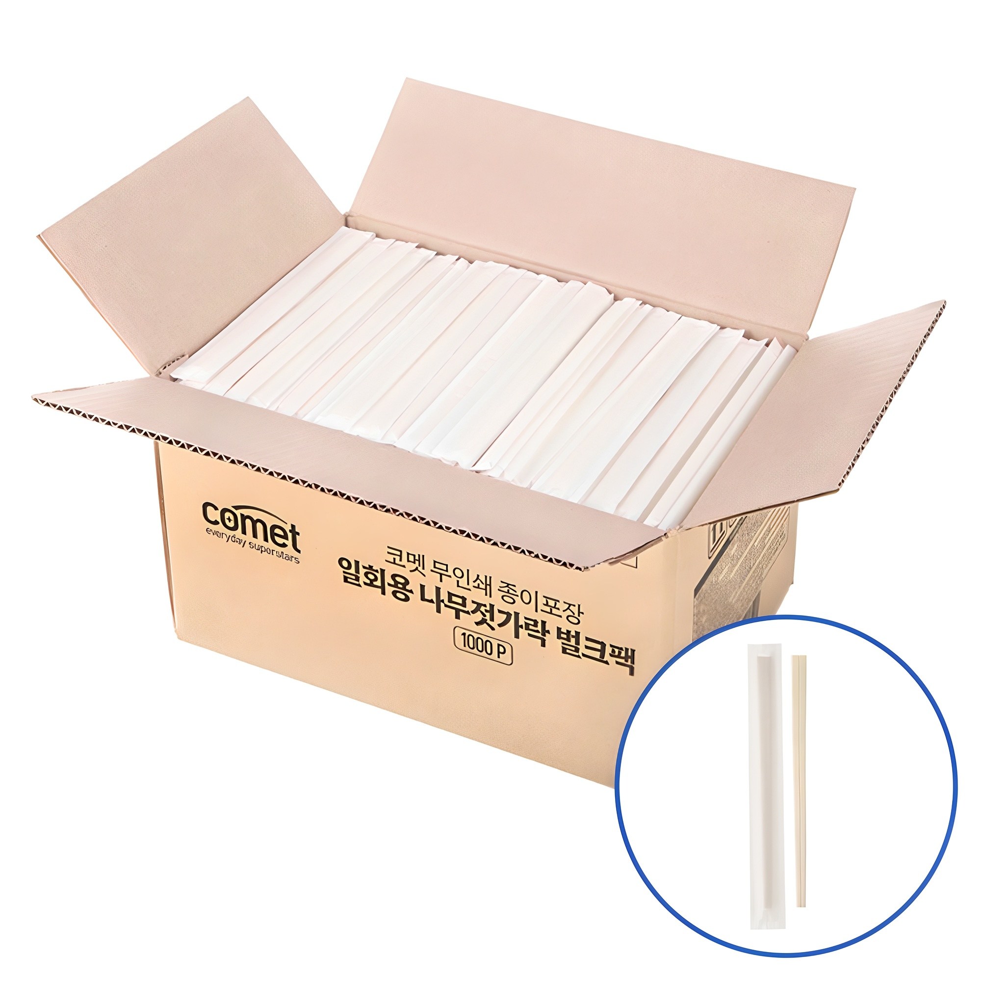 코멧 무인쇄 종이포장 일회용 나무젓가락 벌크팩 화이트 29,980원