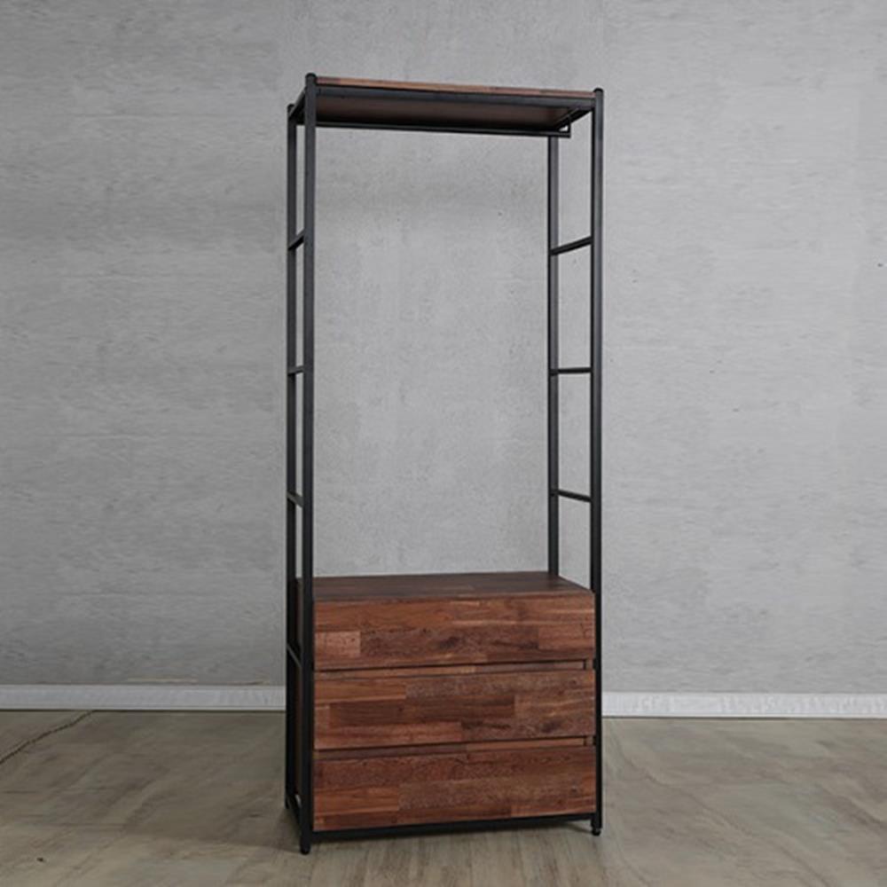 800 스틸 3단서랍 드레스룸 행거옷장 시스템가구 옷선반장 옷방, 블랙멀바우 196,900원