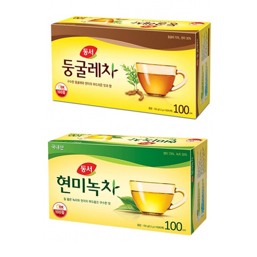무료배송 동서 현미녹차 100티x1각+동서 둥굴레차 100티x1각 17,150원