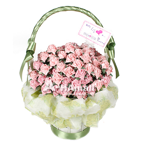 (종이장미 꽃 바구니)샤방하트 믹스(그린)100송이 31,900원