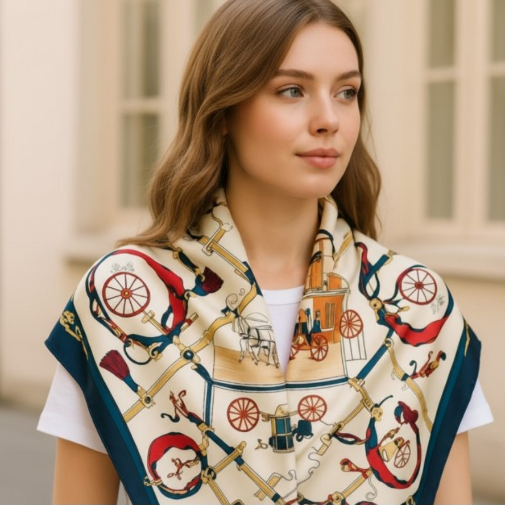 루비앤 천연실크 스카프 클래식한 문양 프랑스 디자인 사계절 머플러 스카프 23,400원