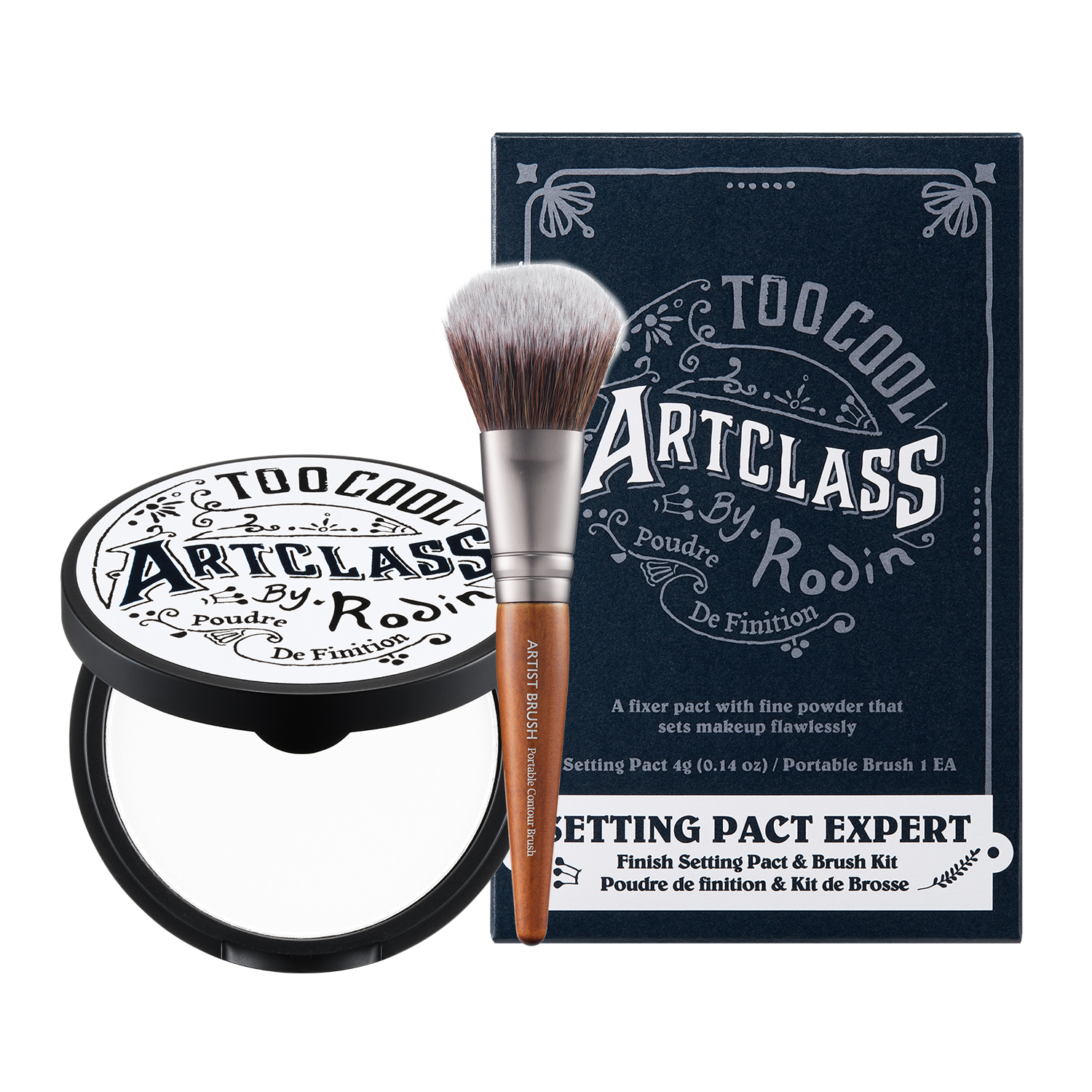 투쿨포스쿨 바이로댕 피니쉬 세팅 팩트 4g + 포터블 컨투어 브러쉬 세트, 혼합색상, 1세트 13,800원