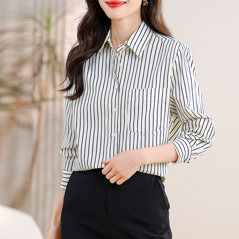 Novastar 봄가을 여자 긴팔 셔츠 청춘 패션 스트라이프 상의 32,800원