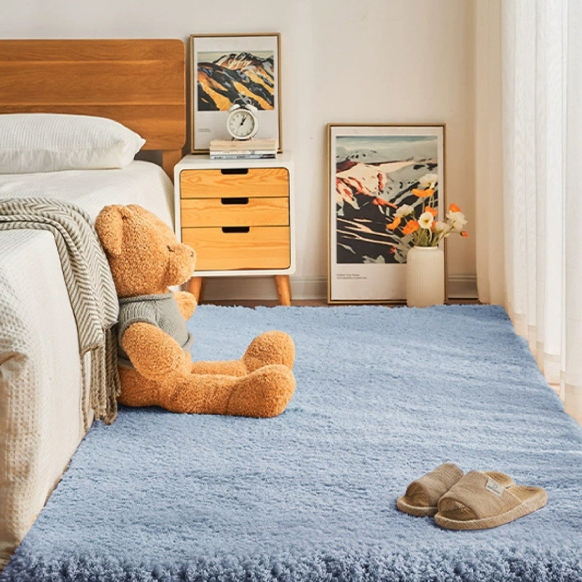 LUNOO 거실 러그 장모 겨울 미끄럼 방지 포근한 터치미 사계절 털러그 층간소음방지 극세사 식당 카펫 먼지없는 고급 침실 카페트 58,900원