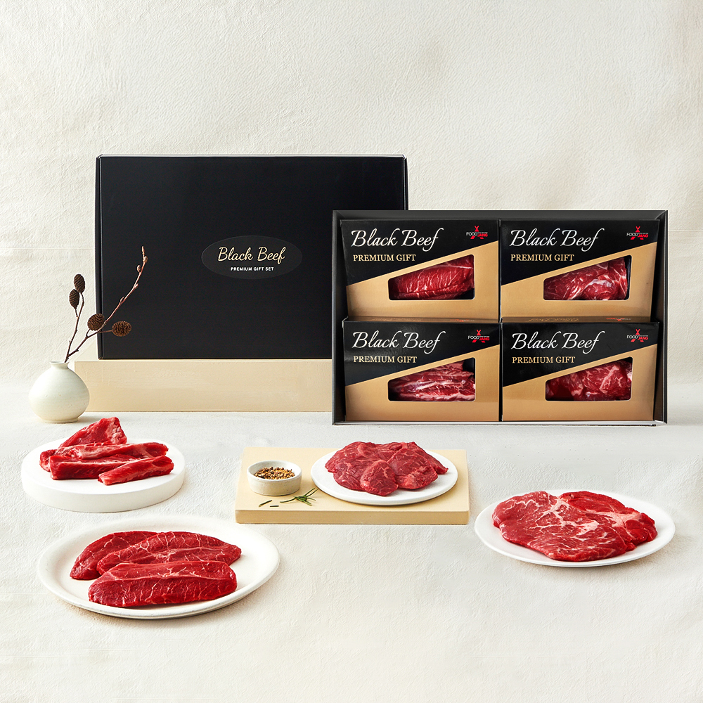 [로켓프레시] 푸드장 미국산 블랙비프 스페셜 부채살 200g + 소갈비살 200g + 척아이롤 200g + 토시살 200g 선물세트 55,900원