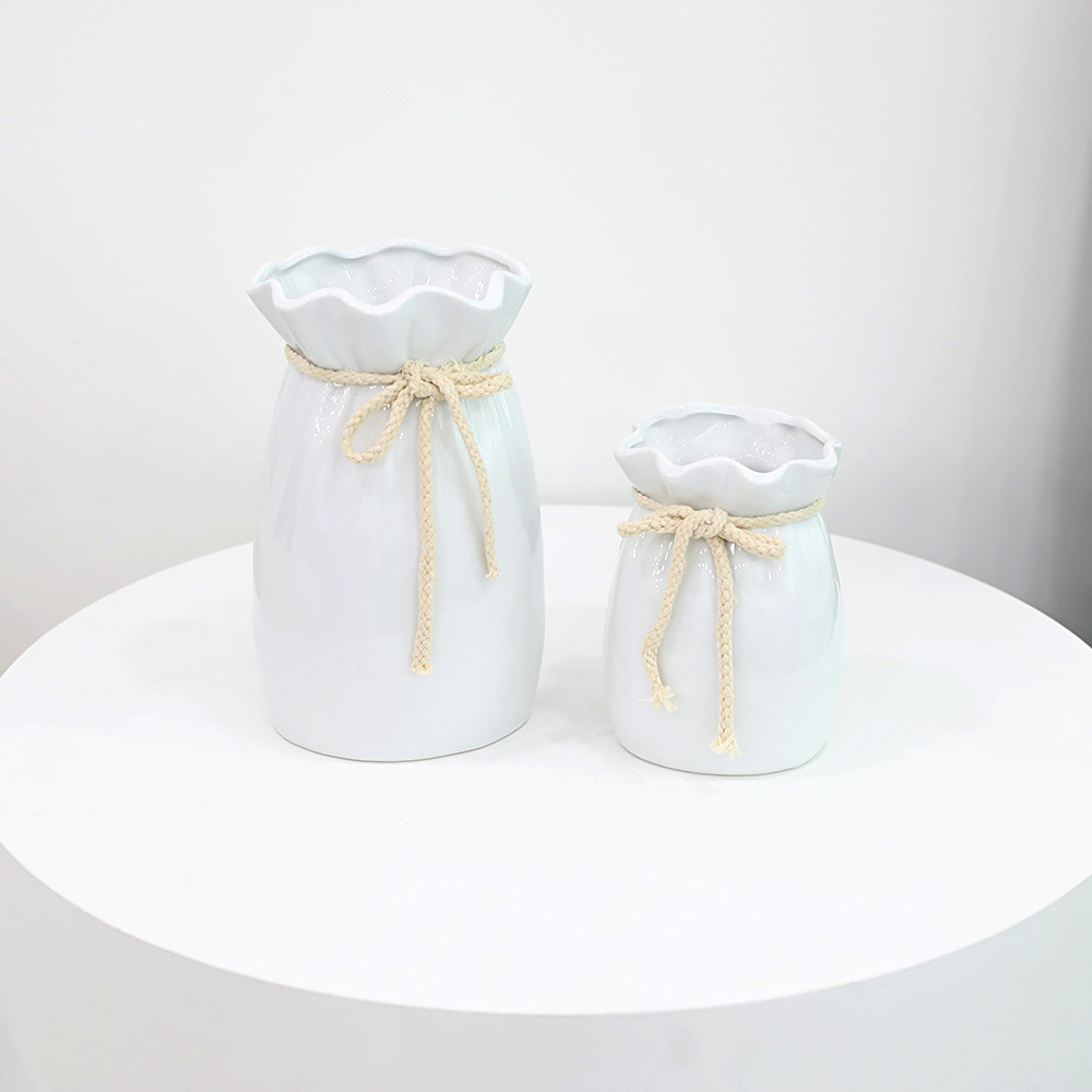 조아트 인테리어 소품 리본링클 화병 2종 세트, 화이트 31,250원