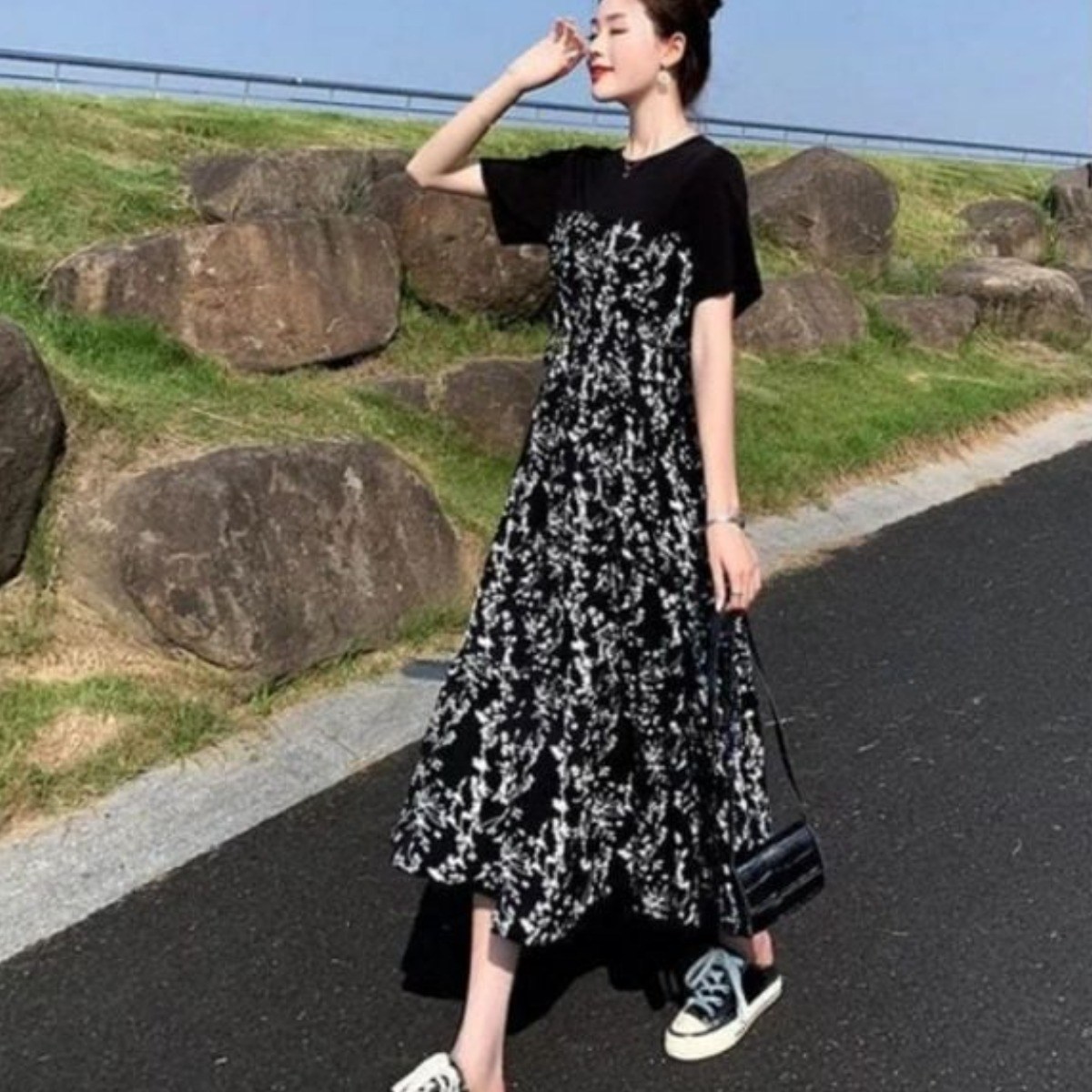 반팔 원피스 데일리 여행 레이어드 여성원피스 꽃무늬 40,660원