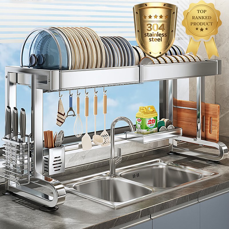 방일 304 스텐 기둥식 싱크 선반 확장형 폭조절 가능 무타공 식기건조대 99,800원