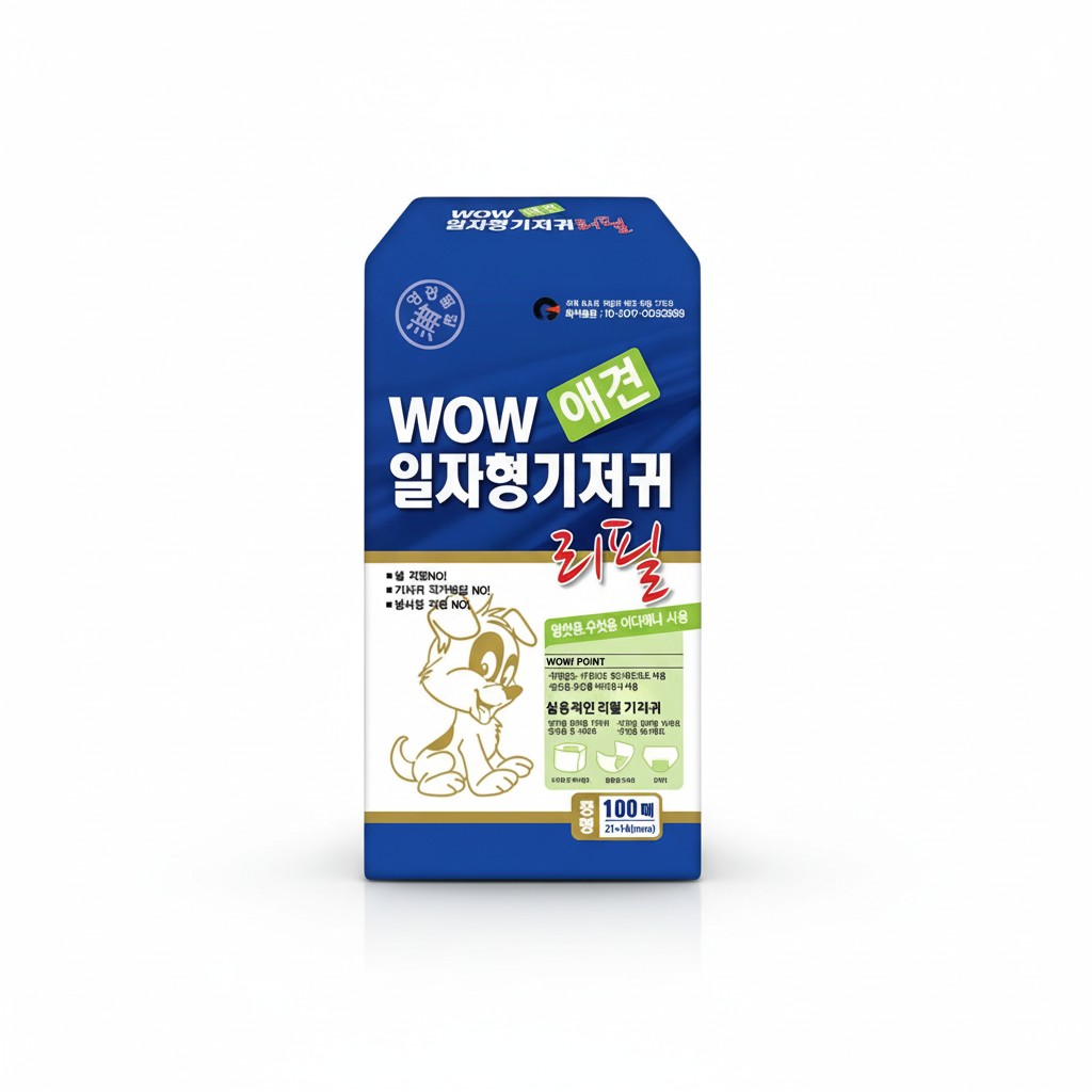 와우 일자형 기저귀 중형 300매 강아지 배변 위생 44,800원