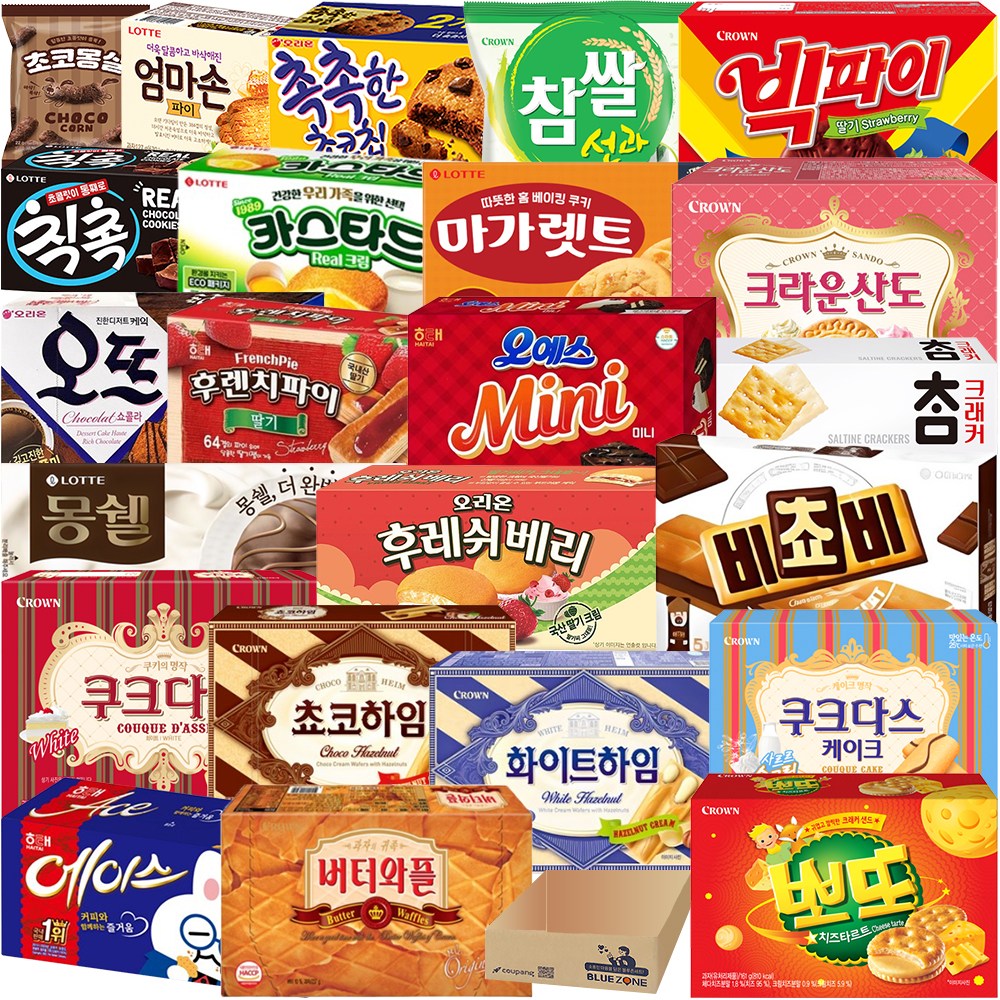 낱개포장 과자 간식 세트 후렌치파이 뽀또 산도딸기 비쵸비 오예스미니 오뜨쇼콜라 촉촉한초코칩 카스타드 엄마손파이 에이스 몽쉘 빅파이 쿠크다스 케이크 화이트 칙촉 후레쉬베리, 23개, 과자 73,000원