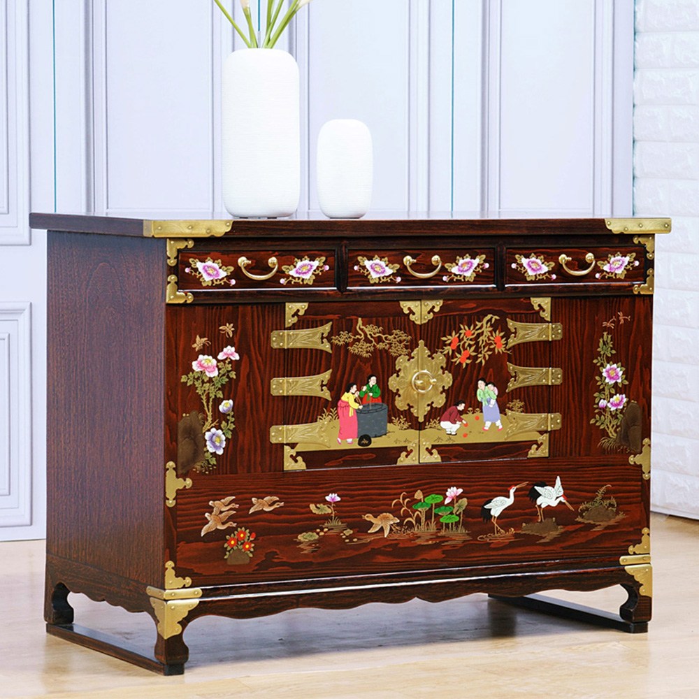 다한수제고가구 그림 통영 머릿장 원목 엔틱 장식장 수납장 300,000원