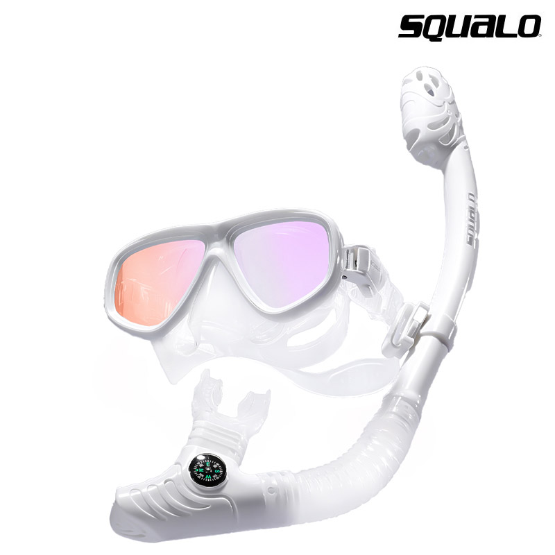 스쿠알로 비스타 미러스노클링 프리다이빙 스쿠버다이빙 장비세트 미러렌즈 드라이탑 장착-올화이트set 59,000원