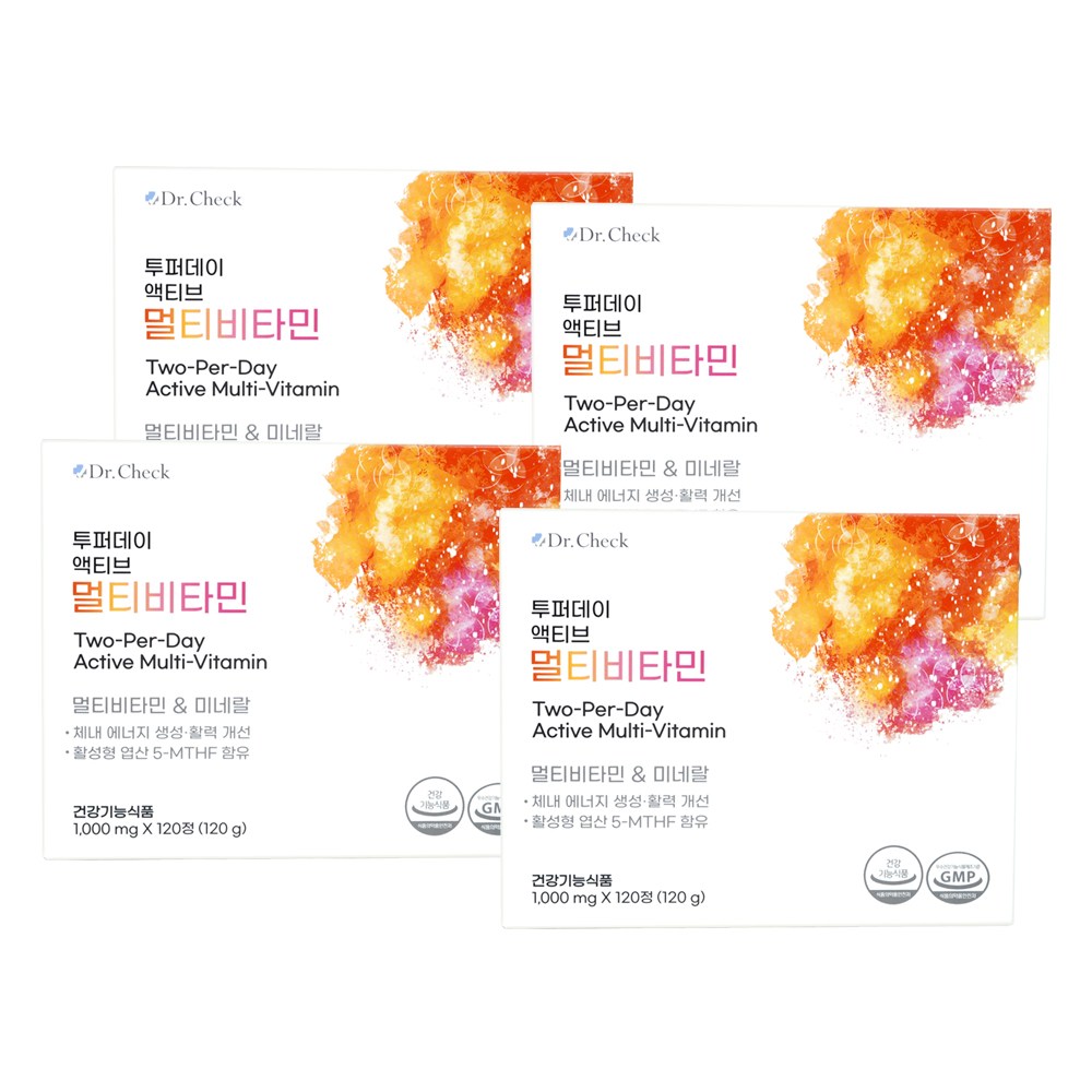 닥터체크 투퍼데이 액티브 멀티비타민, 120정, 4개 166,600원