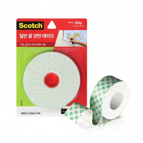3M 스카치 일반 폼 양면 테이프 12mm X 4m #2140 / 강력한 접착력 / 깔끔한 마무리 / 빠르고 정확한 접착 / 깨끗한 접착 / 부드럽게 풀림 3,970원